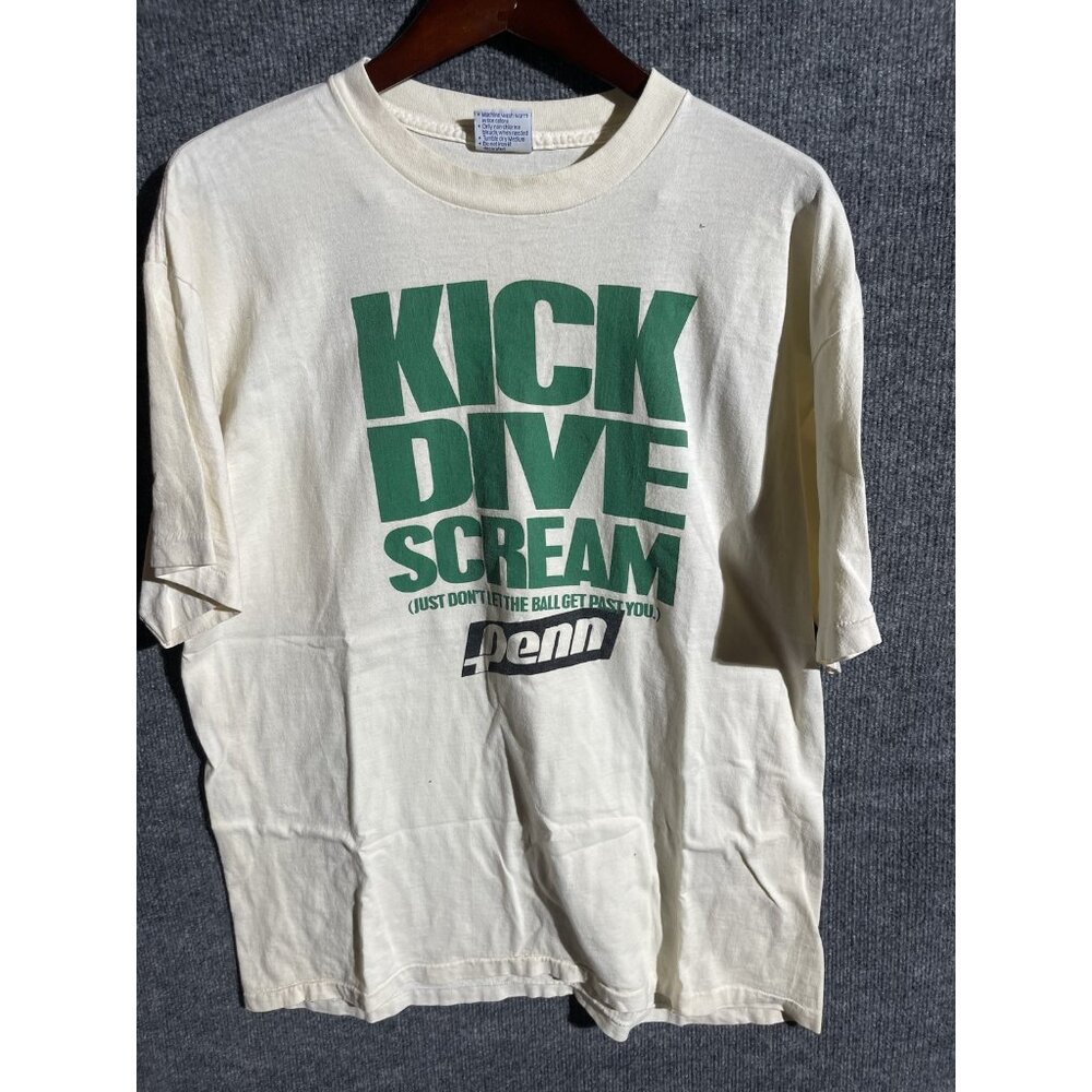 Vintage All Sport Shirt Mens XL White Penn Kick Dive Scream Tennis Tee 1993